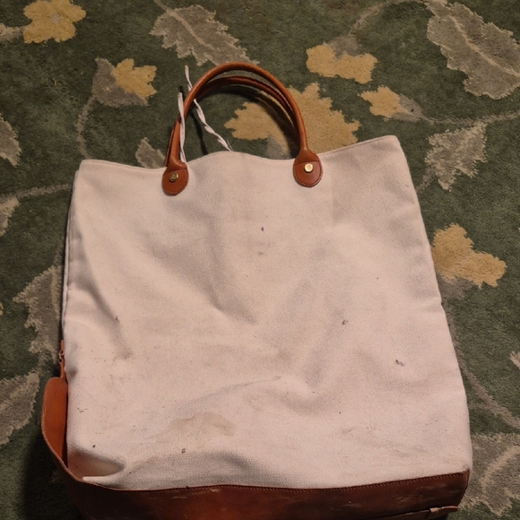Brooks Brothers Handbags - Brooks Brothers White and Brown Tote Bag